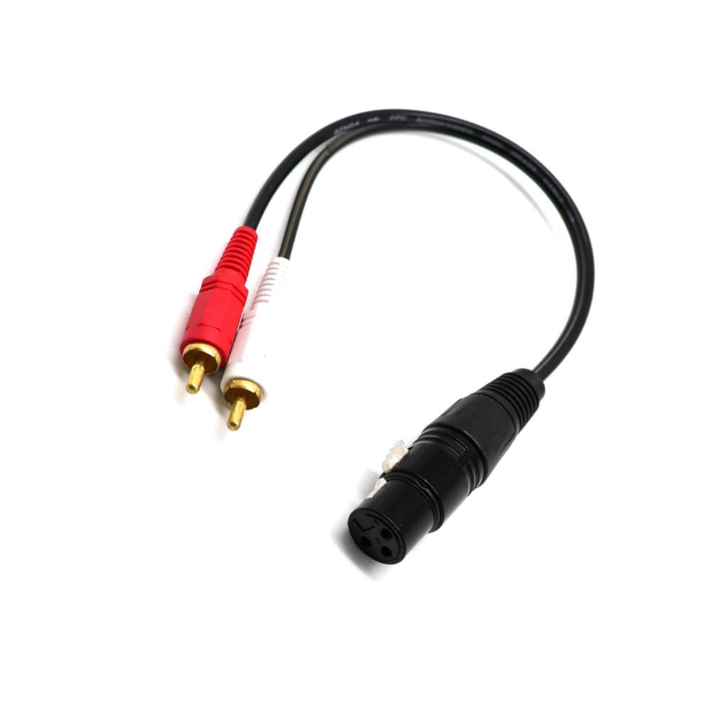 1FT Splitter Patch Y Cable - 1 XLR Female to 2 RCA Male- New