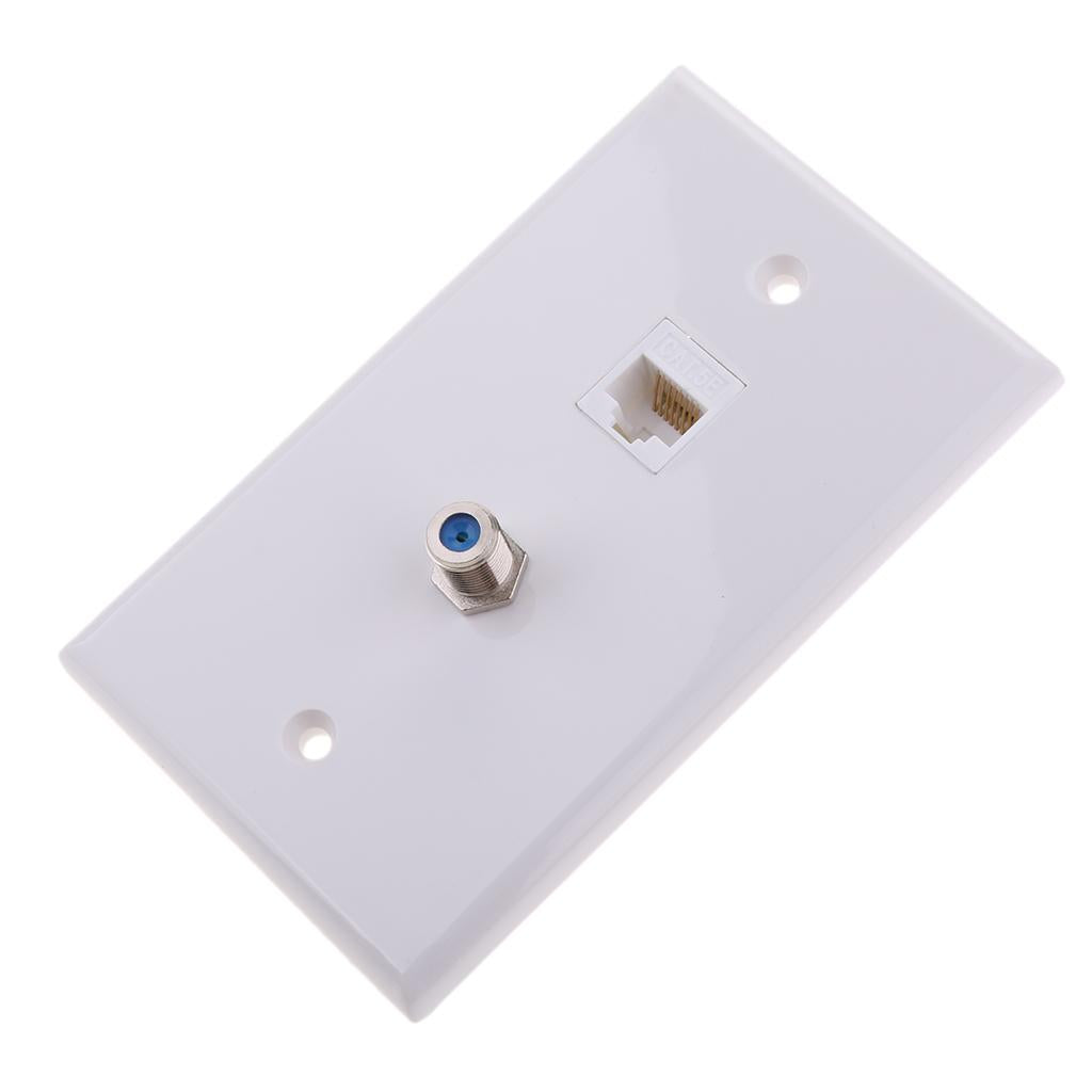 Coaxial F Connector Ethernet Network Jack Wall Plate Socket