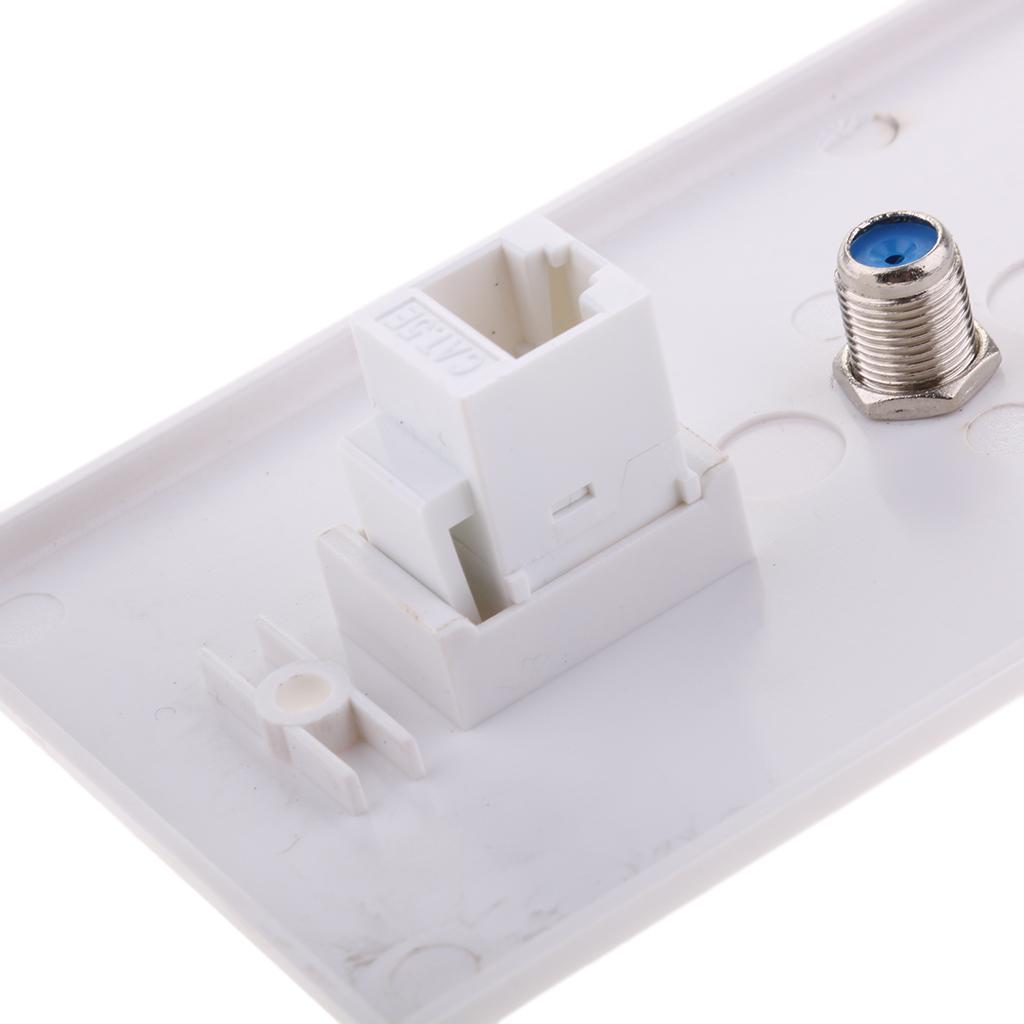 Coaxial F Connector Ethernet Network Jack Wall Plate Socket
