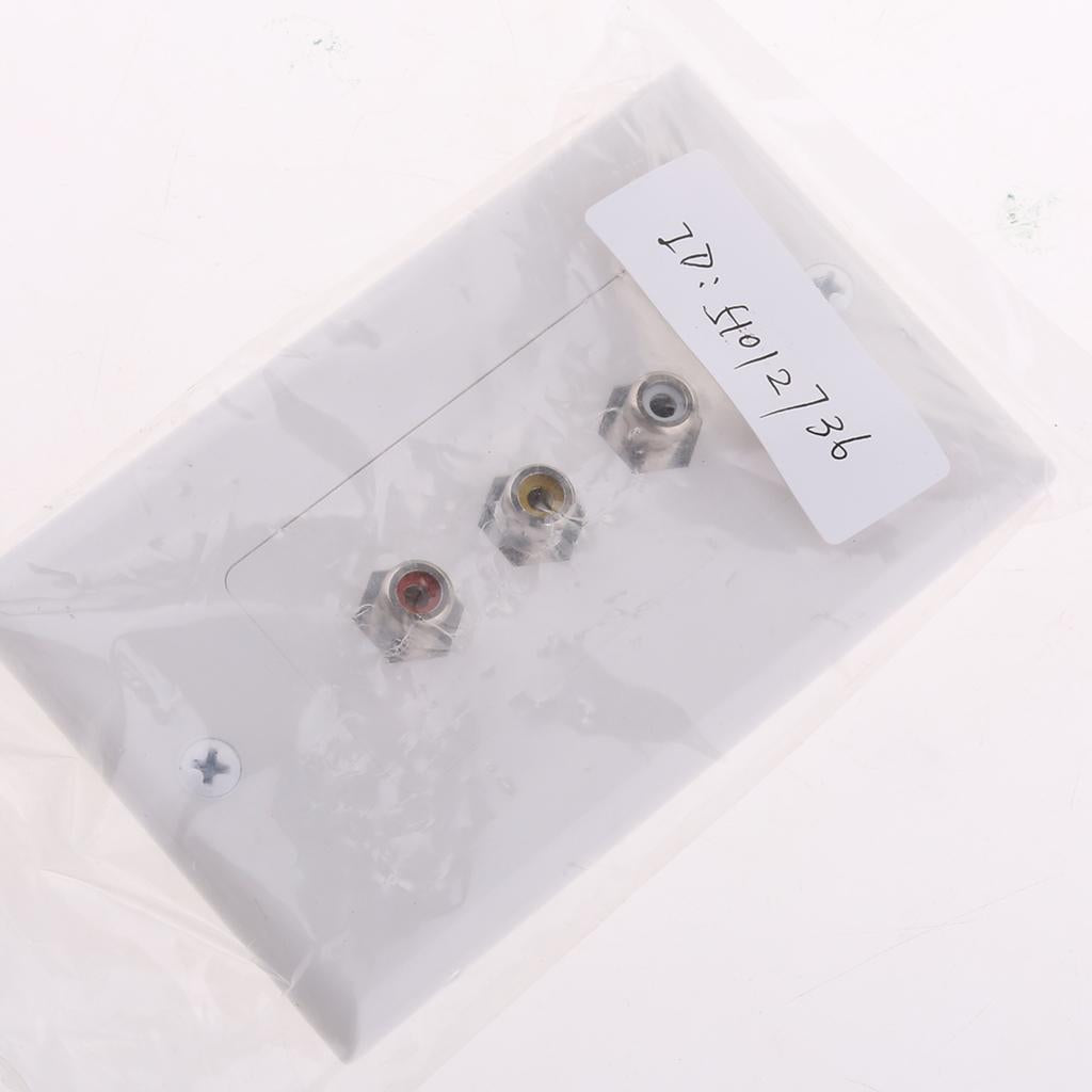 Cable Decoration Wall Plate Insert 3 RCA Couplers Female,Red/White/Yellow US