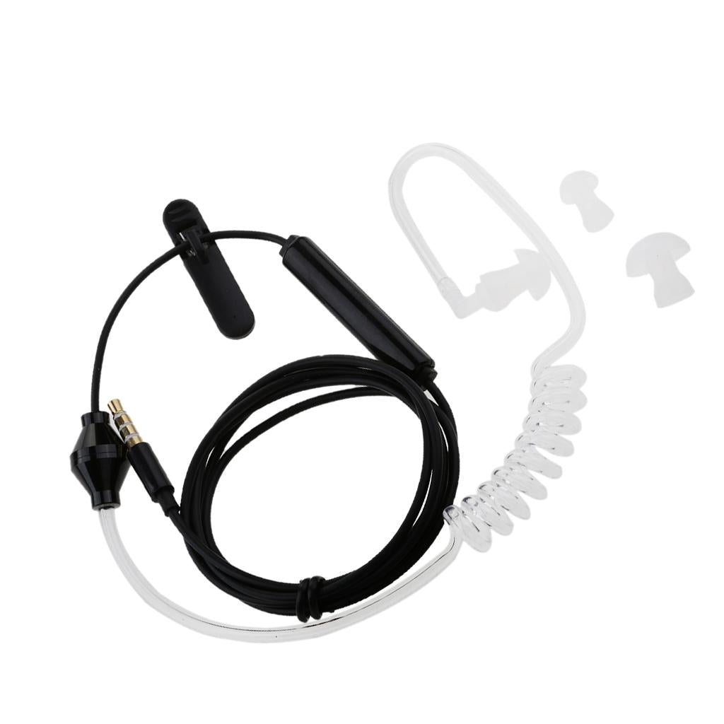 3.5mm In Ear Air Tube Anti-radiation Earphone Microphone Headphone Black