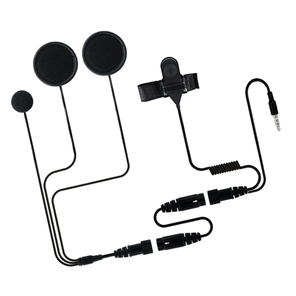 3.5mm Motorcycle Bike Helmet Headset Earphone with Mic Volume Control Black