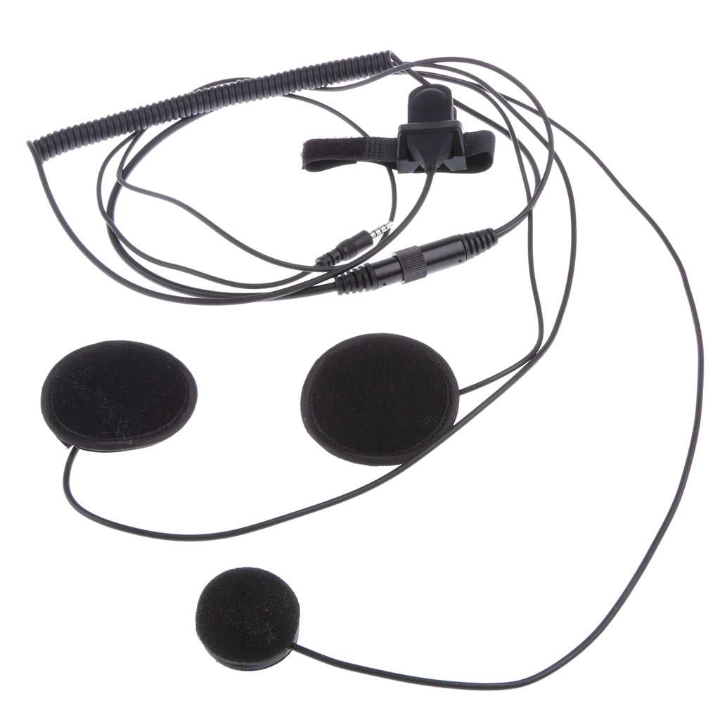 3.5mm Motorcycle Bike Helmet Headset Earphone with Mic Volume Control Black