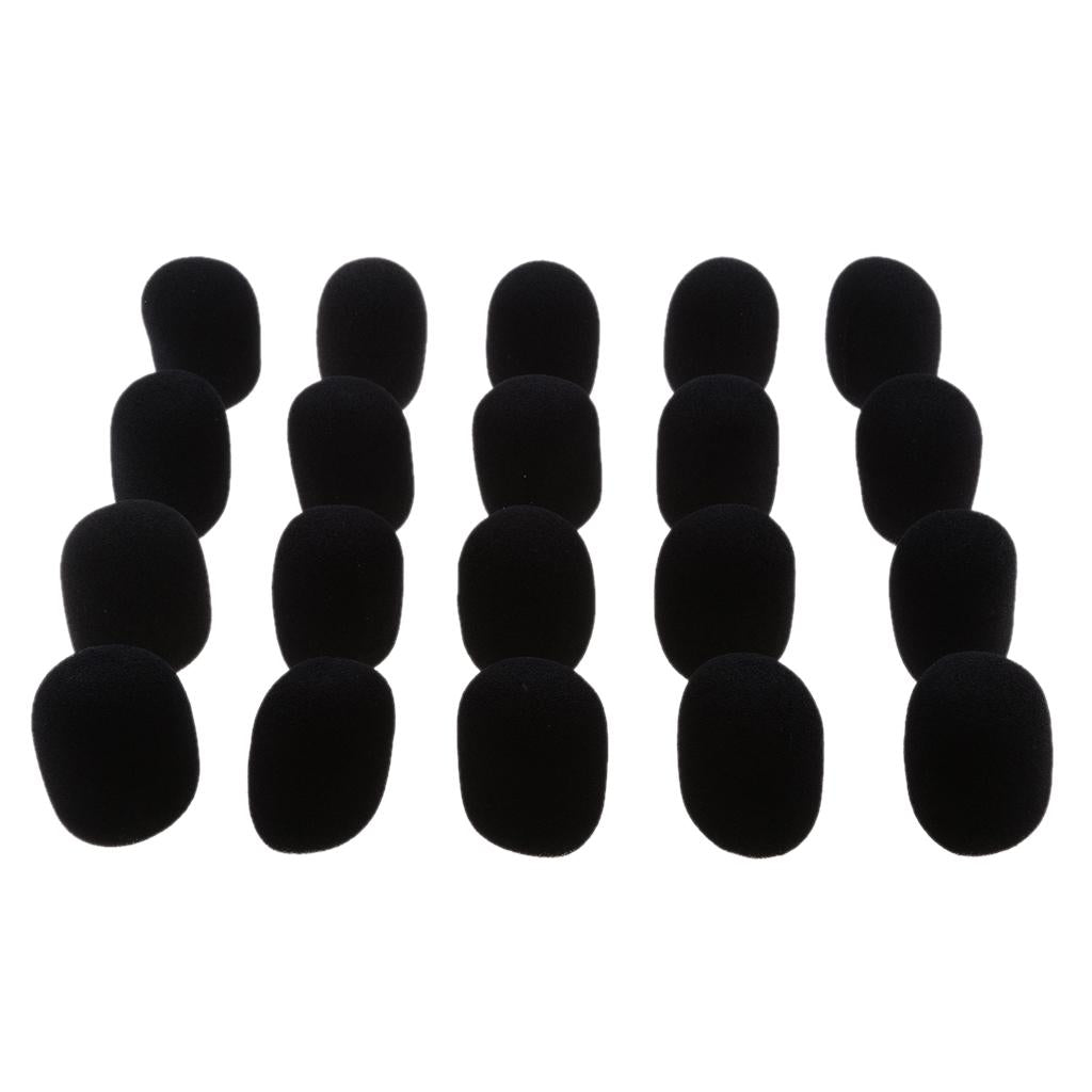 20 Pieces Foam Mic Cover Handheld Microphone Windscreen Sponge Caps Black
