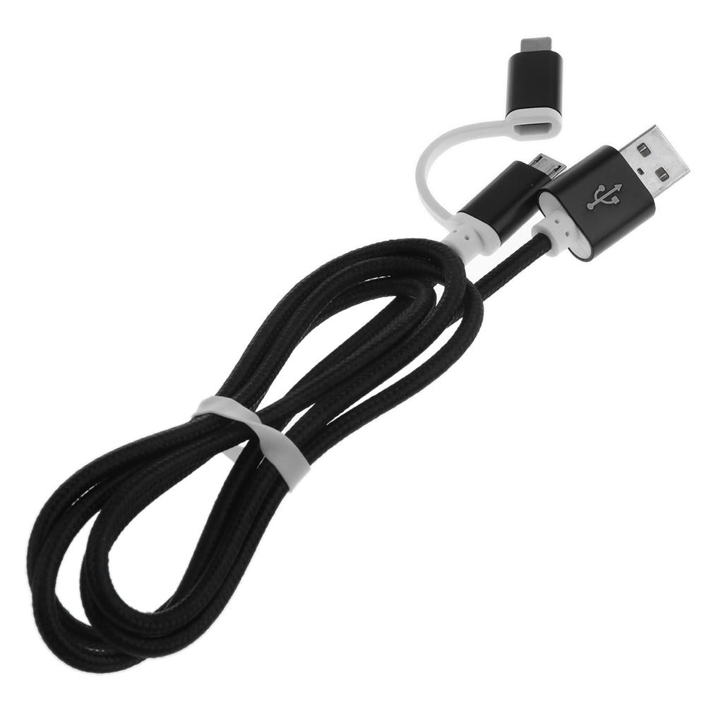 2-in-1 Charging Cable Data Sync Cable Lead for iPhone X 8, Android Black
