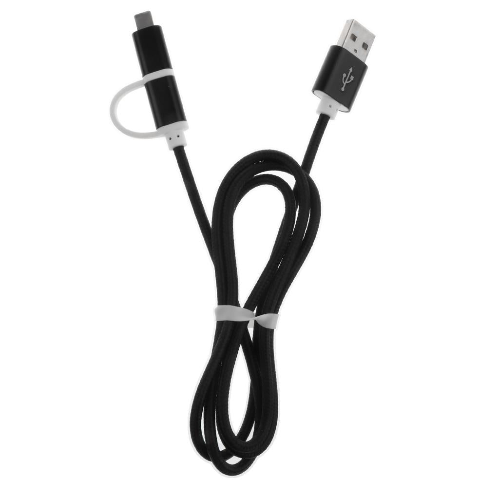 2-in-1 Charging Cable Data Sync Cable Lead for iPhone X 8, Android Black