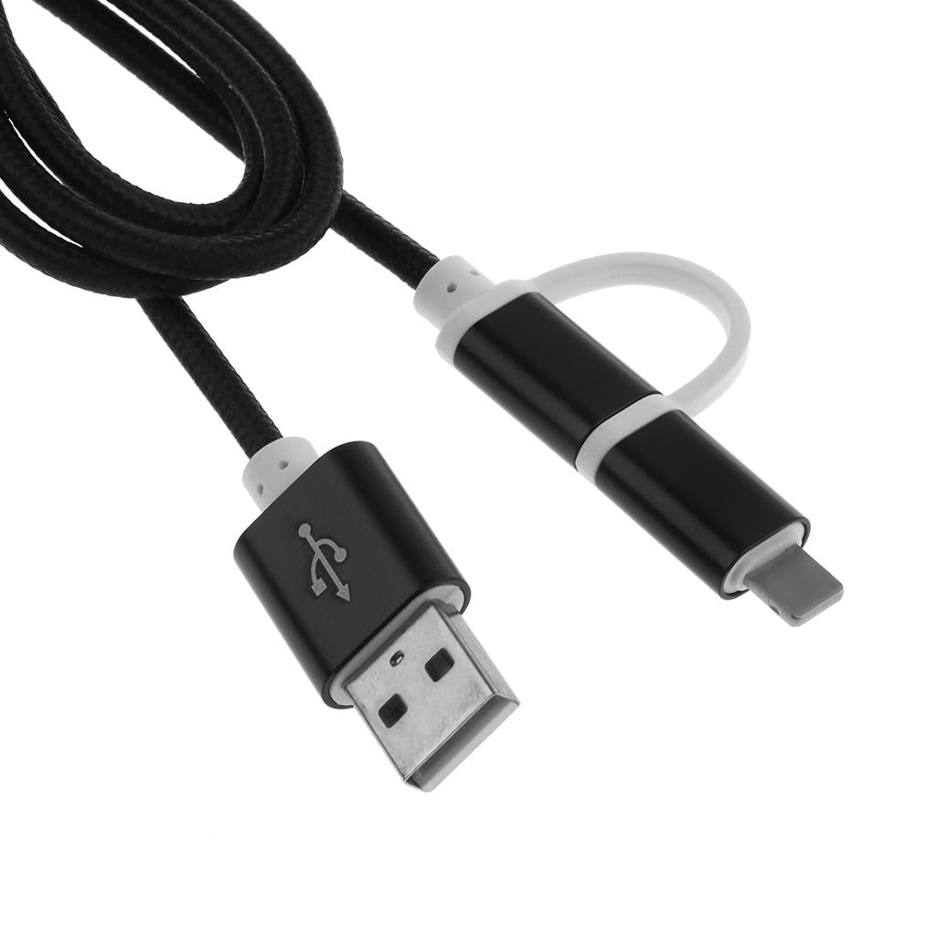2-in-1 Charging Cable Data Sync Cable Lead for iPhone X 8, Android Black