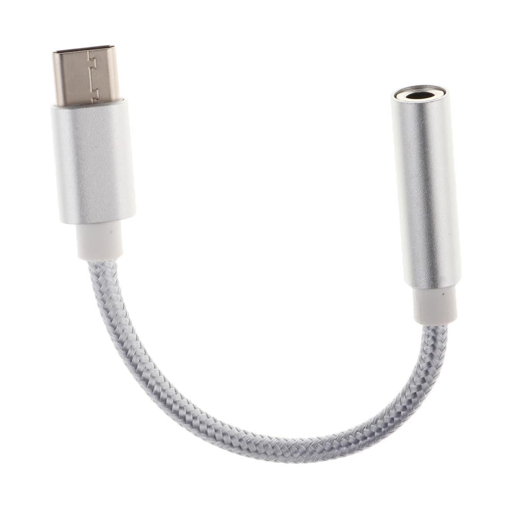 3 XUSB-C Type C to 3.5 mm Headphone Jack Adapter Earphone Audio Cable Silver