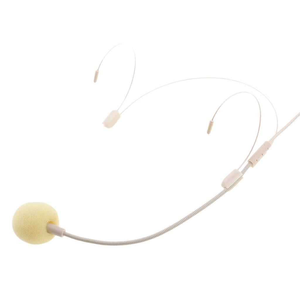 Double Ear Hook Wired Headset Headworn Microphone Beige XLR 4Pin