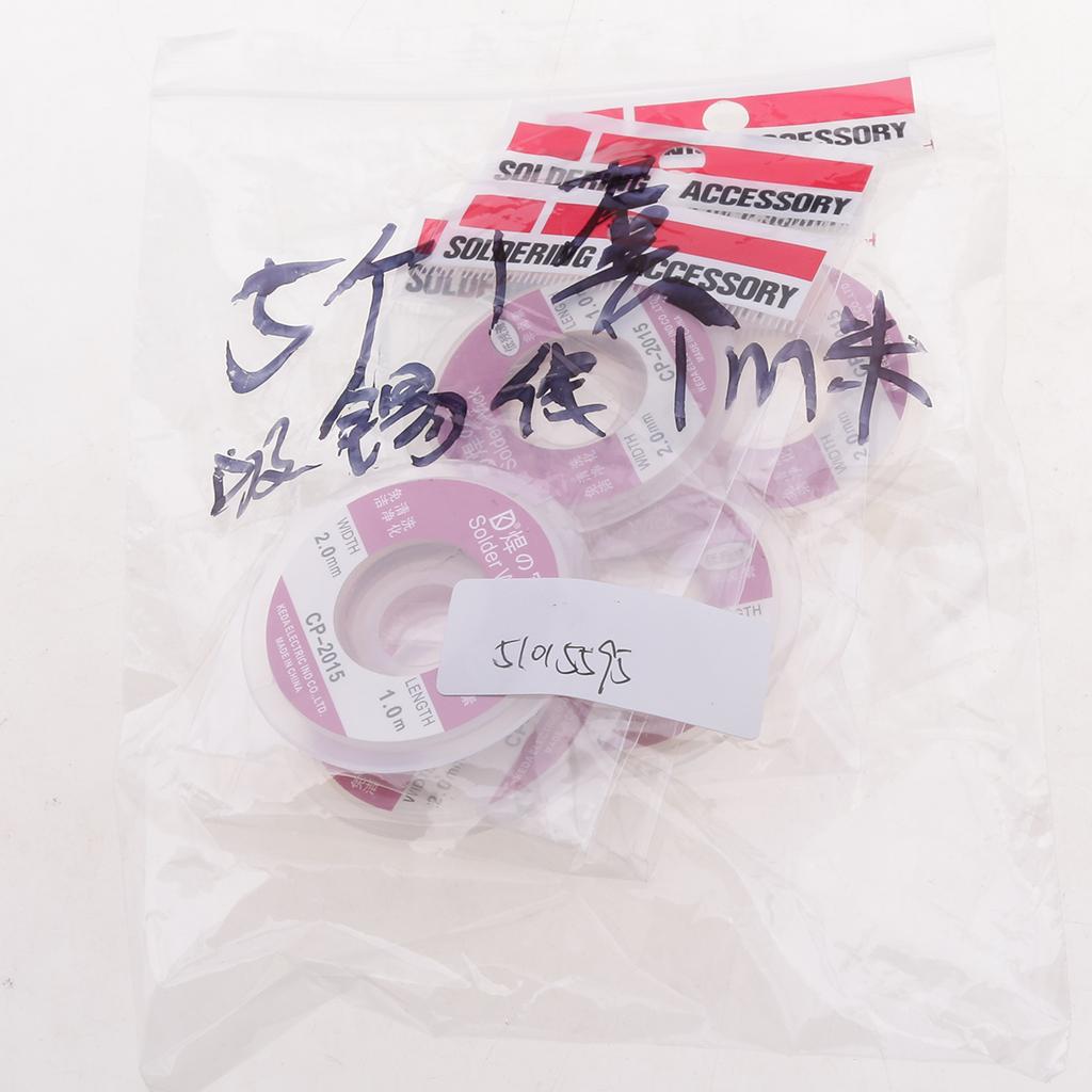 5 Pack 2.0 mm BGA Suction Desoldering Tin Wire Copper Wick Spool Wire 100cm
