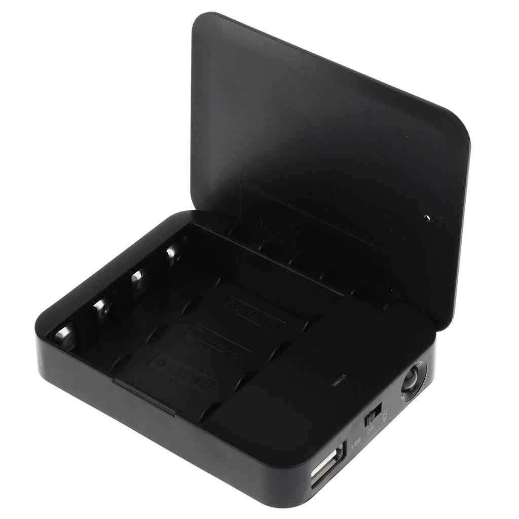 Universal 4x AA Battery USB Travel Emergency Charger For Phones MP3 Black