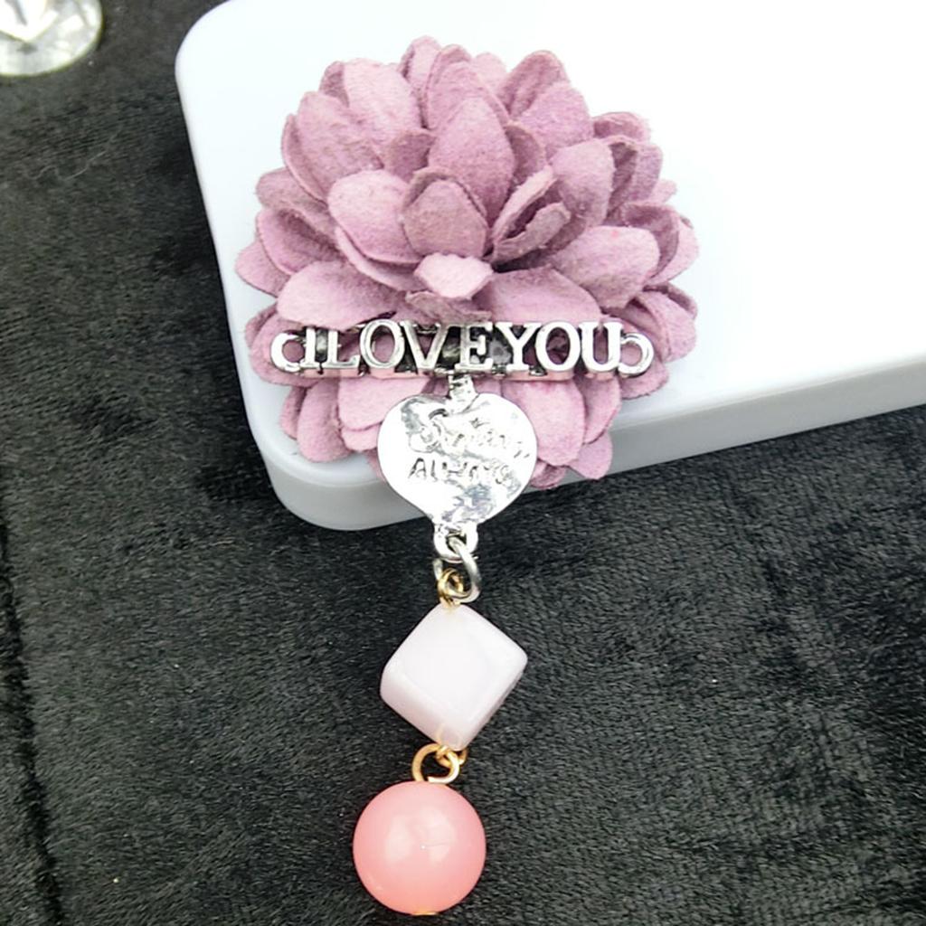 Cell Phone Beauty Decoration DIY Rose Flower Ornament Diamond Pendant Purple