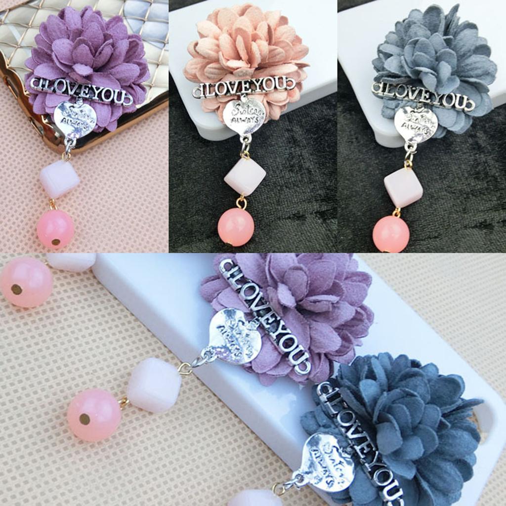 Cell Phone Beauty Decoration DIY Rose Flower Ornament Diamond Pendant Purple