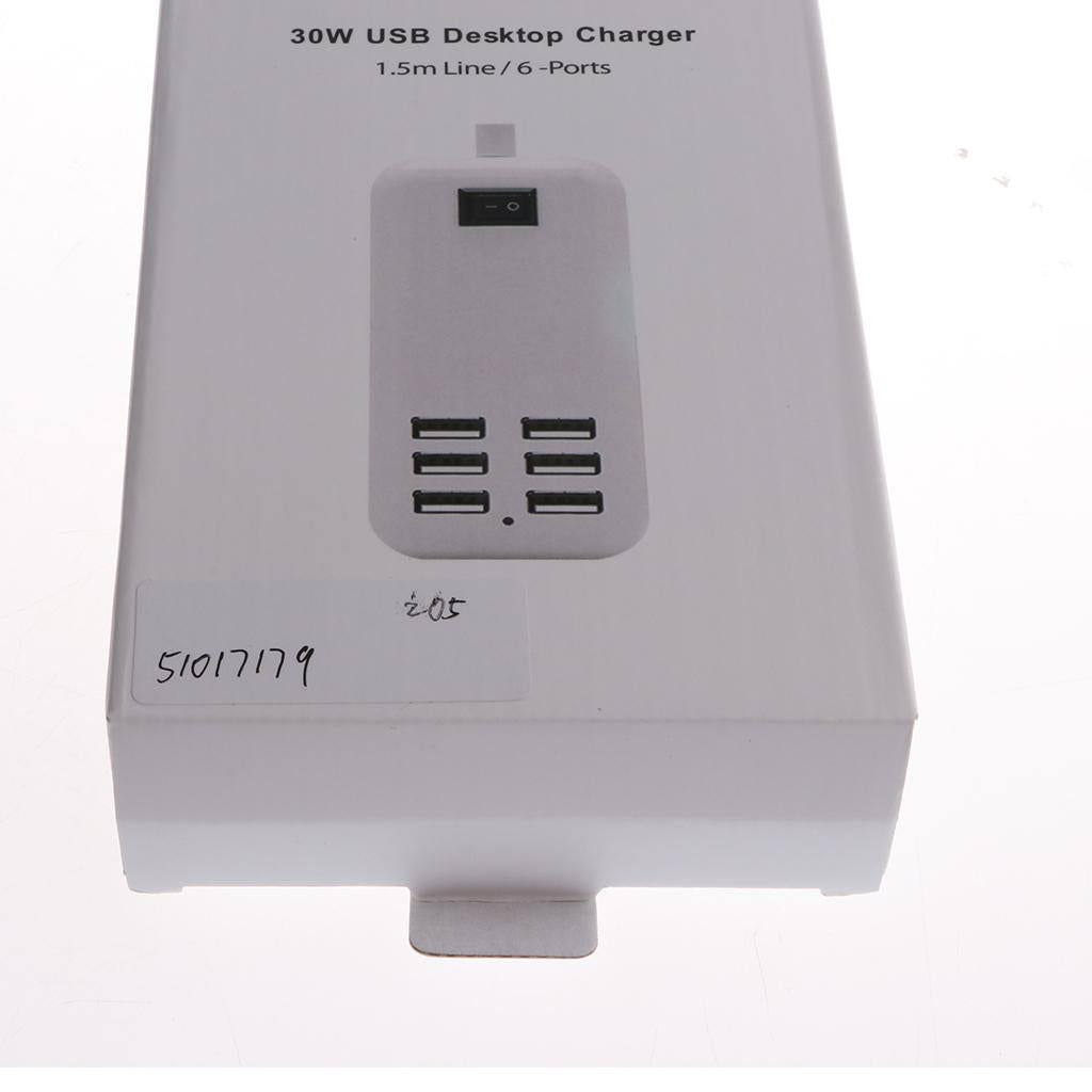 6-Port USB Desktop Charging Station Hub Wall Charger Power Adapter US White