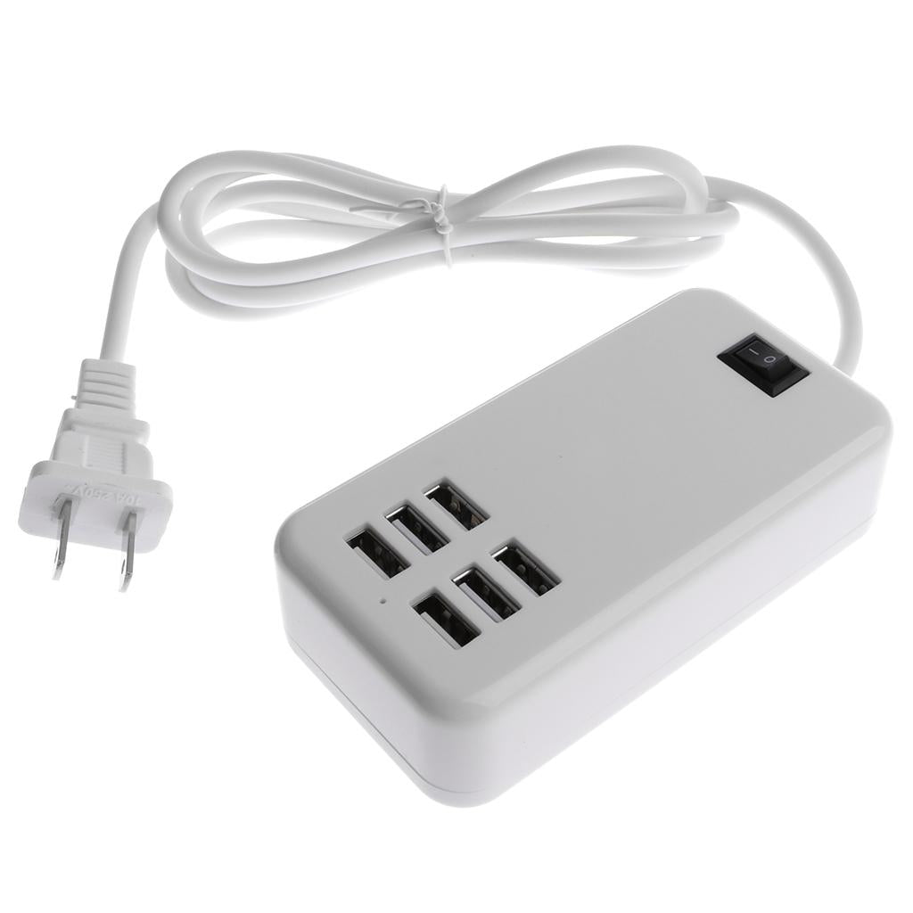 6-Port USB Desktop Charging Station Hub Wall Charger Power Adapter US White