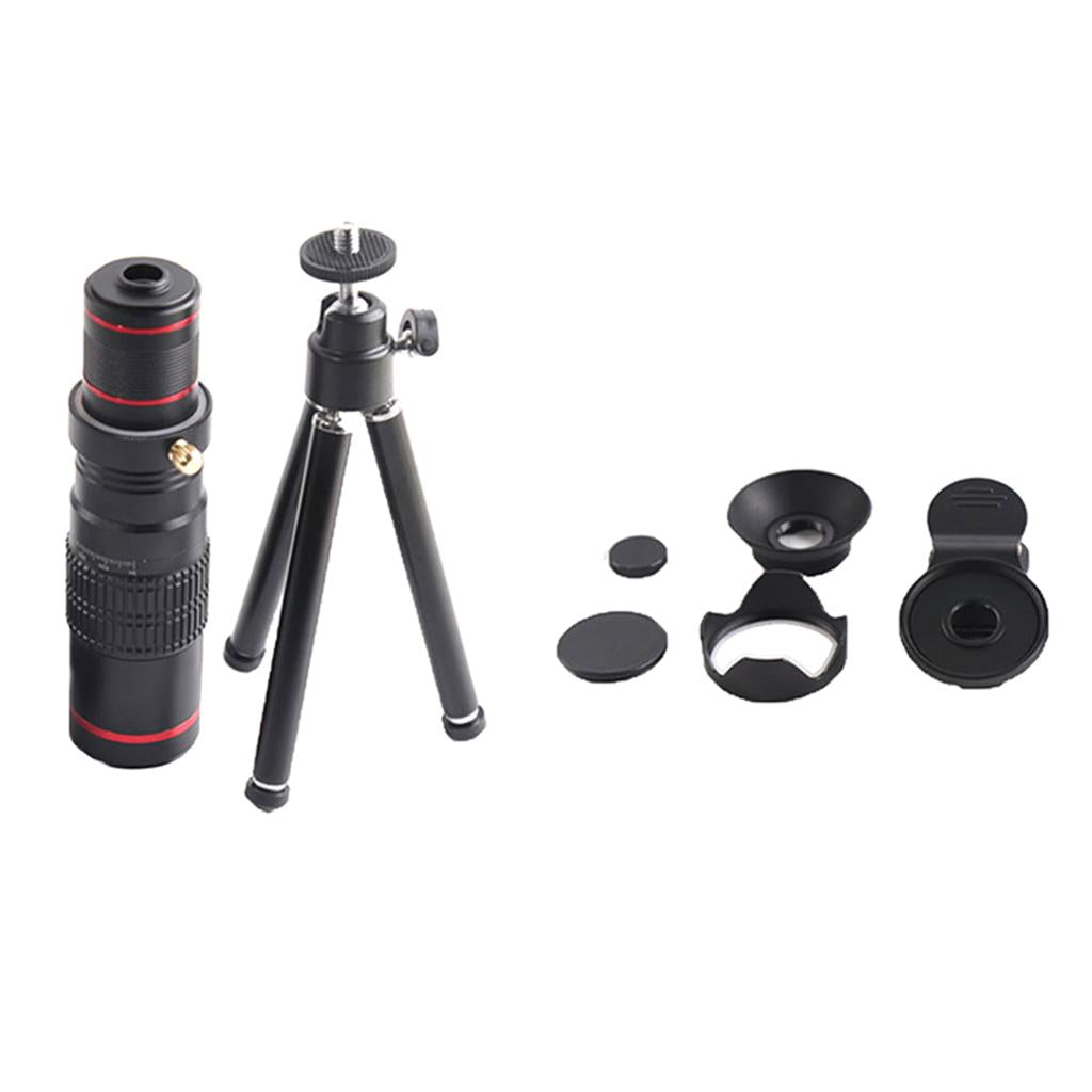 22X Zoom Camera Lens Kit Clip-On Phone Telephoto External Lens Tripod black