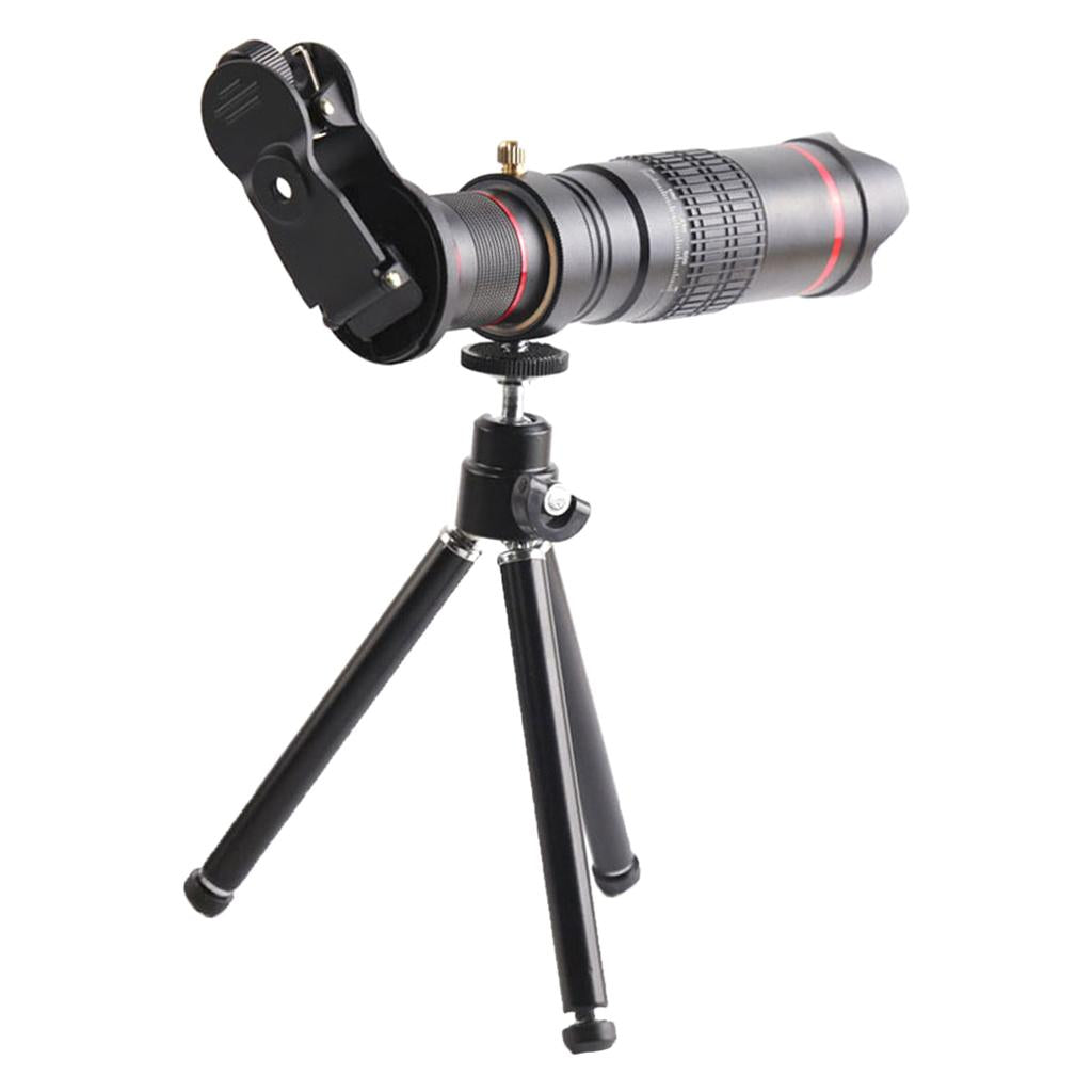 22X Zoom Camera Lens Kit Clip-On Phone Telephoto External Lens Tripod black