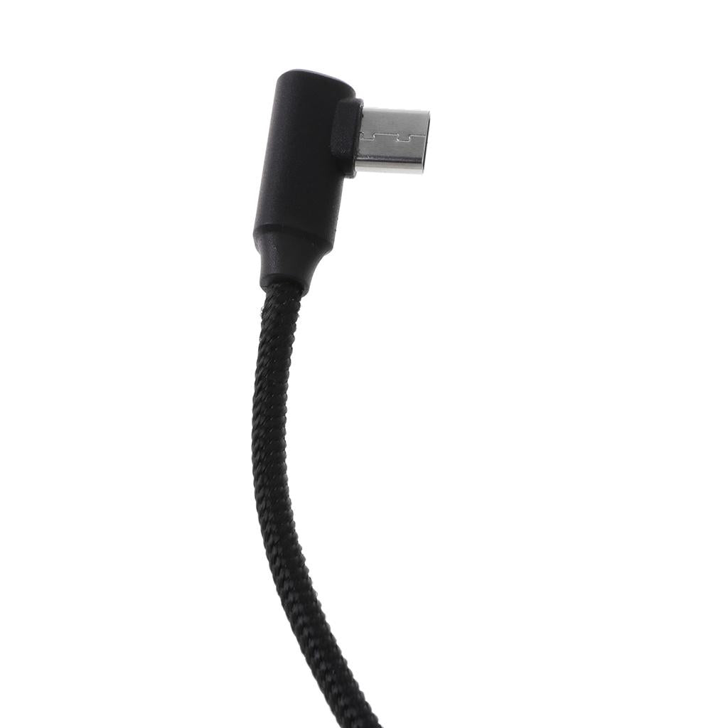 3xBraided 90 Degree Right Angle Type C Micro USB Fast Data Charger Cable black