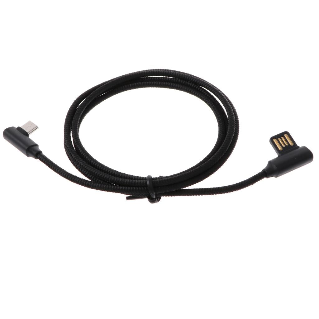 4xBraided 90 Degree Right Angle Type C Micro USB Fast Data Charger Cable black