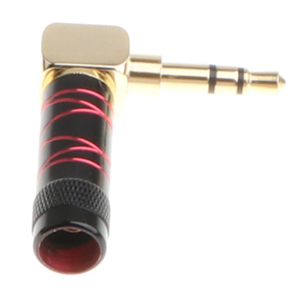 3.5mm Right Angle Male Plug Gold Plated Solder Connector for Phone Red