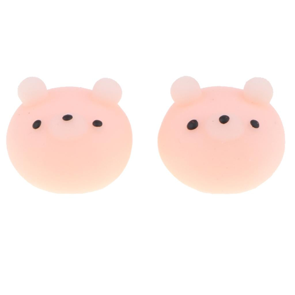 1 Pair Squishy Soft Slow Rising Squishes TPR Stress Relief Pink Bear Toy
