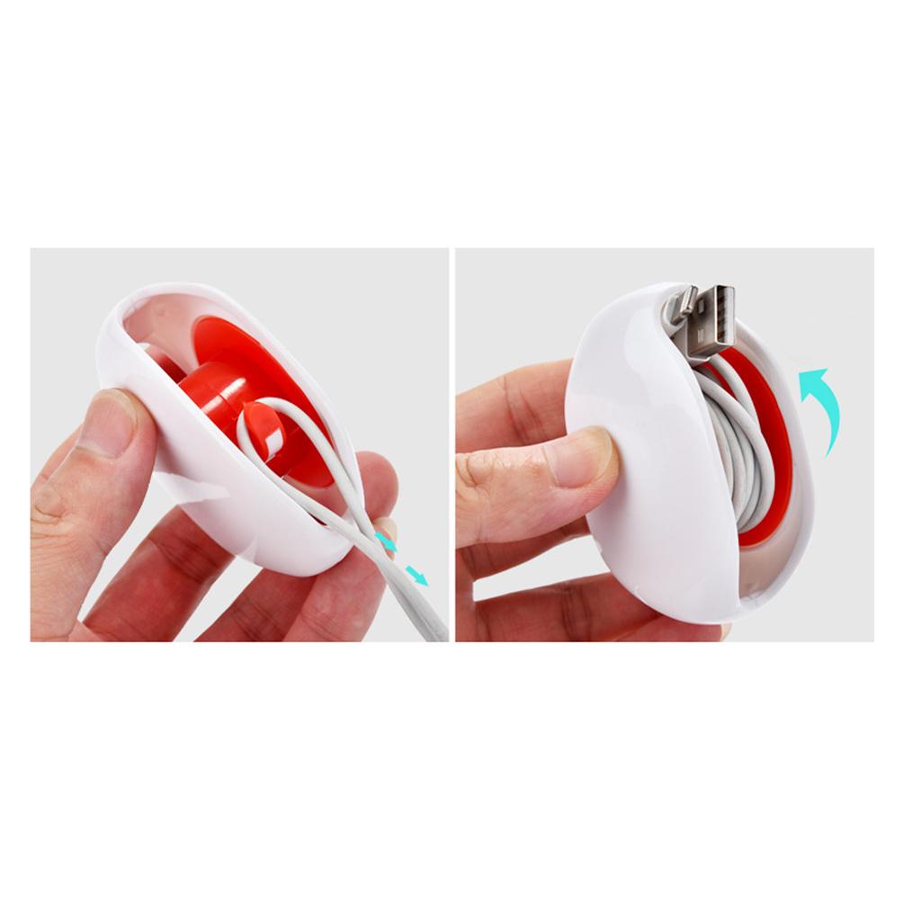 2xAutomatic Cable Winder Cord Organizer Holder for Headphones red