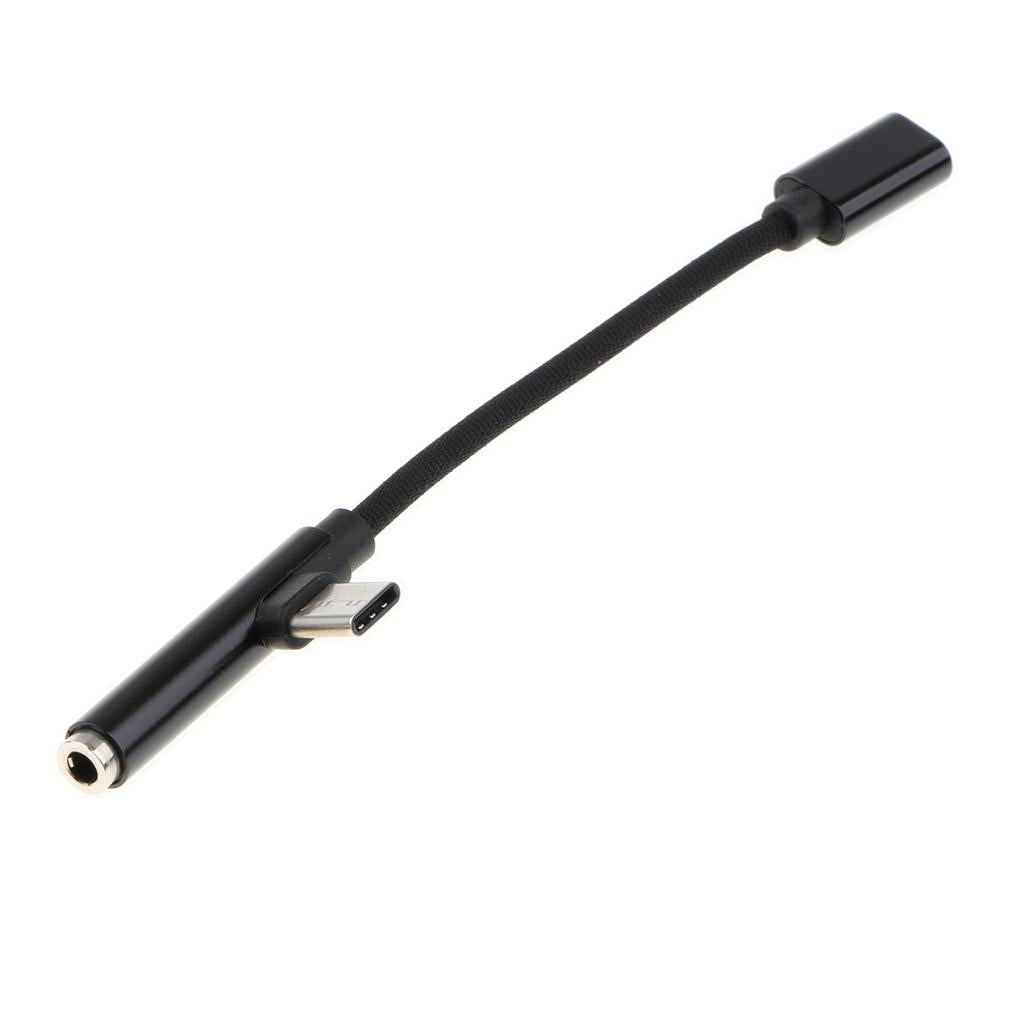 2 In 1 USB-C to Charger & 3.5mm AUX for Android Splitter Audio Cable black