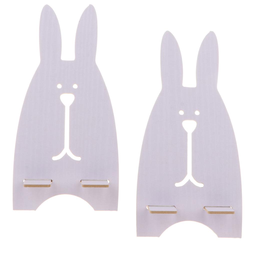 2xWooden Cute Rabbit Holder Desktop Stander Bracket For Cell Phone White