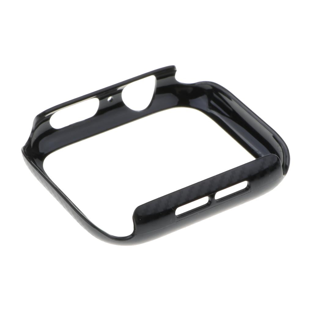 2xThin Carbon Fiber Lines PC Case for Apple Watch iWatch 4 40/44mm Black 40mm