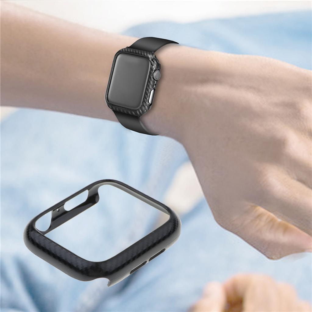 2xThin Carbon Fiber Lines PC Case for Apple Watch iWatch 4 40/44mm Black 40mm