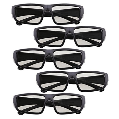 5 Pairs of Universal Passive 3D Glasses for All Passive 3D TVs Cinema and Projectors Such As for RealD Toshiba Panasonic Sony TVs Monitor Black