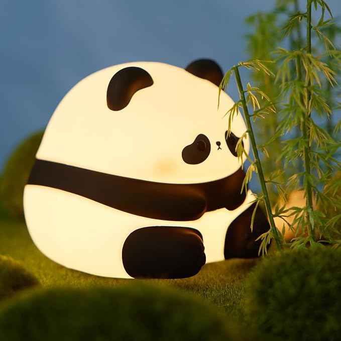Cute Panda Touch Night Lamp with soft silicone design and rechargeable LED lighting—perfect for toddlers’ rooms, romantic ambiance, and Valentine’s gifting.