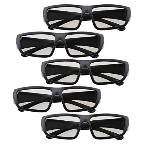 5 Pairs of Universal Passive 3D Glasses for All Passive 3D TVs Cinema and Projectors Such As for RealD Toshiba Panasonic Sony TVs Monitor Black