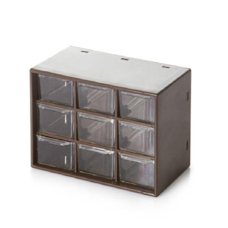 Nine Grid Transparent Drawer Jewelry Box (Brown)