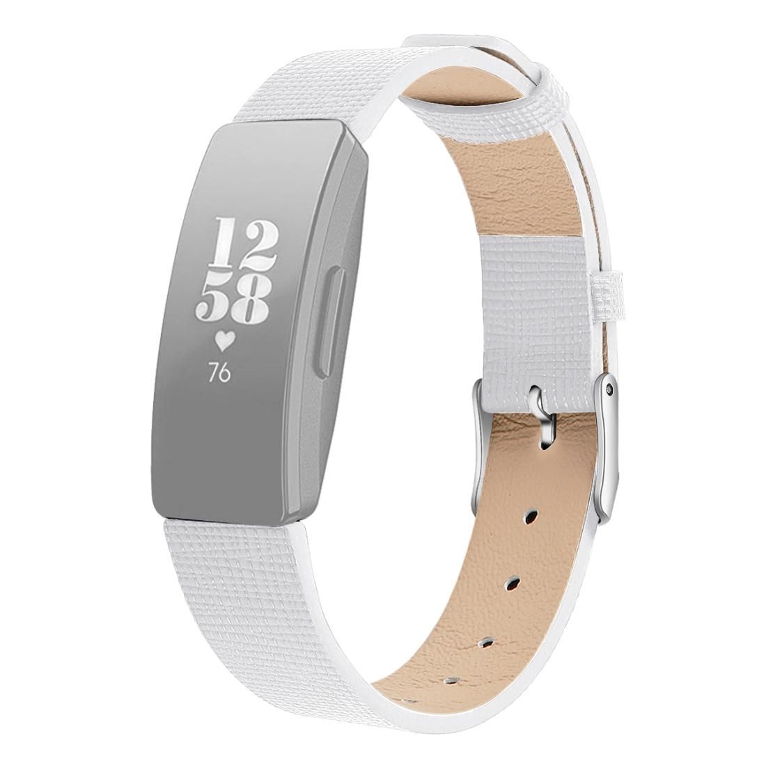 For Fitbit Inspire / Inspire HR Leather B Type Replacement Wrist Strap Watchband, Size:L (White)