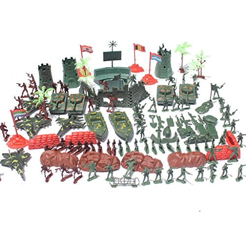 290 Pieces Army Men Playset 4cm Soldier Action Figures with Tanks Planes Flags & More Accessories