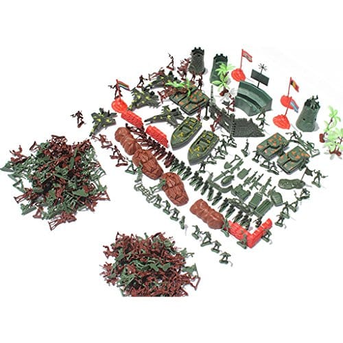 290 Pieces Army Men Playset 4cm Soldier Action Figures with Tanks Planes Flags & More Accessories