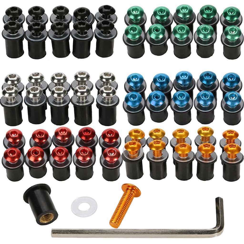 10x Fairing Wind Screen Screw Bolt Kit Windshield Mounting Motorcycle Silver