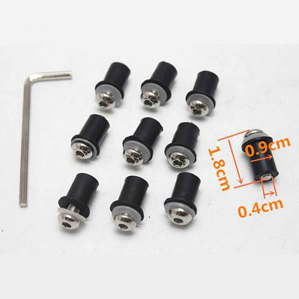 10x Fairing Wind Screen Screw Bolt Kit Windshield Mounting Motorcycle Silver