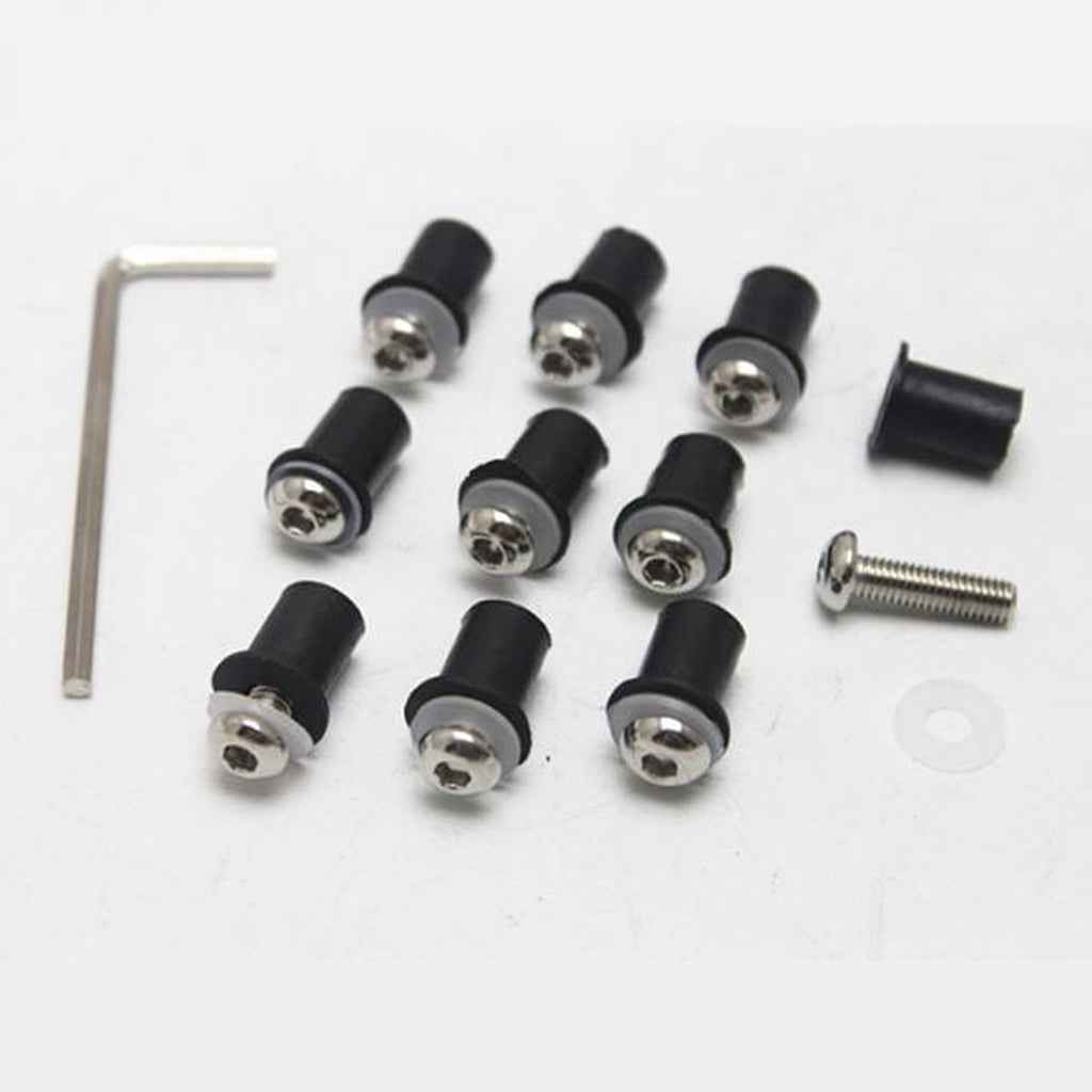 10x Fairing Wind Screen Screw Bolt Kit Windshield Mounting Motorcycle Silver