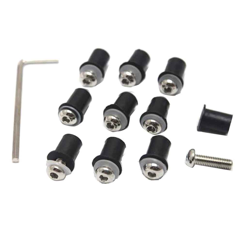 10x Fairing Wind Screen Screw Bolt Kit Windshield Mounting Motorcycle Silver