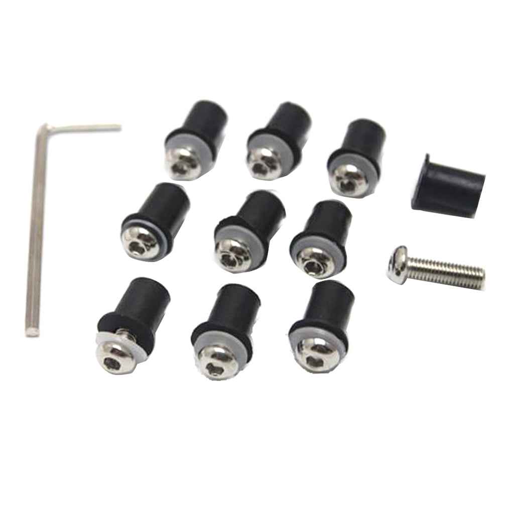 10x Fairing Wind Screen Screw Bolt Kit Windshield Mounting Motorcycle Silver