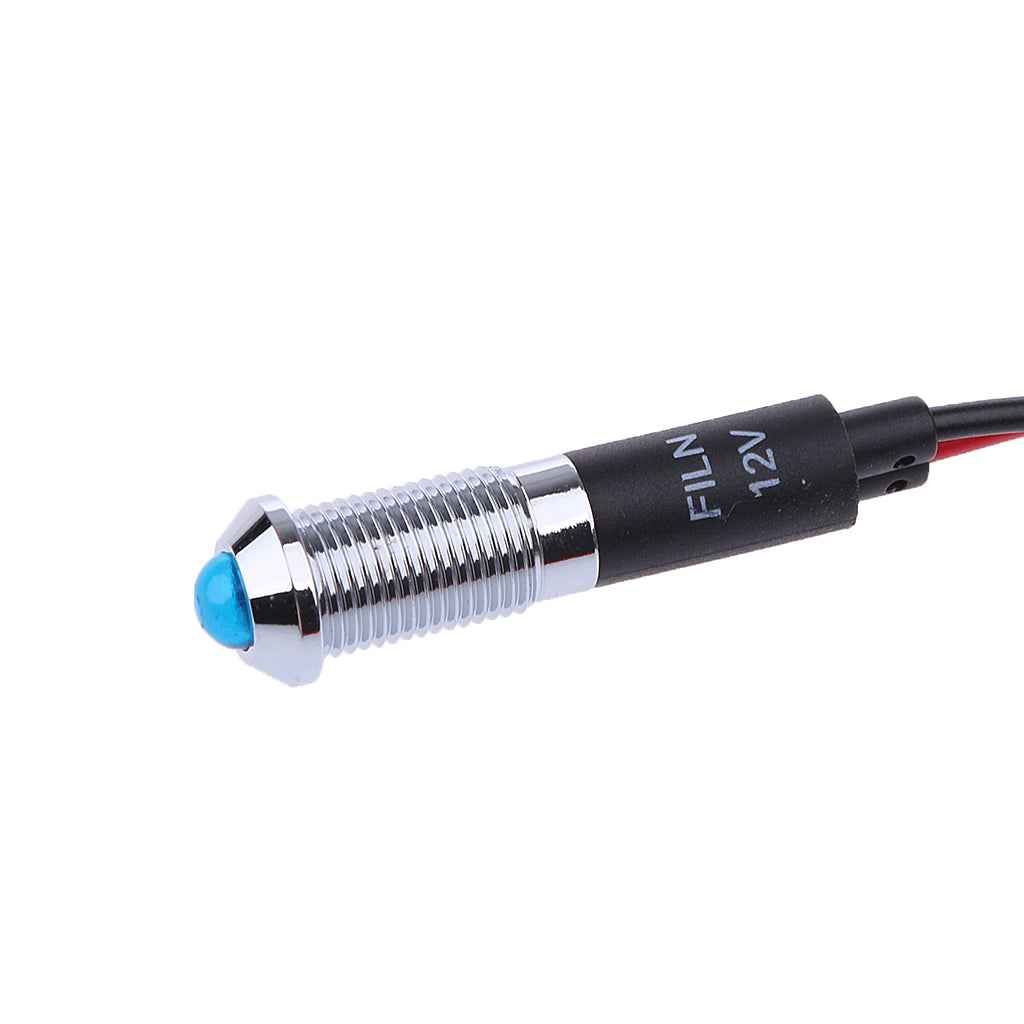 12V 8mm Hole LED Dash Panel Indicator Warning Light Lamp Car Boat Blue