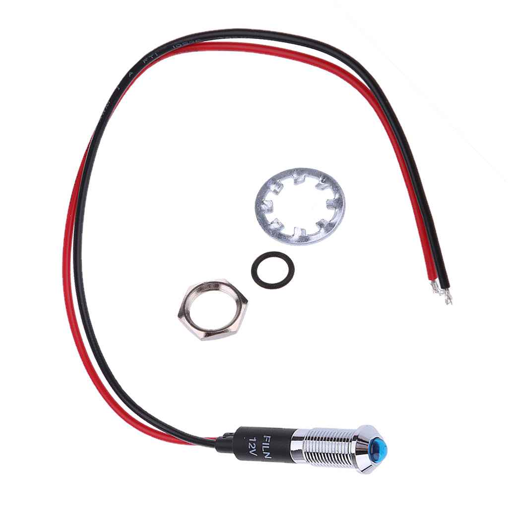 12V 8mm Hole LED Dash Panel Indicator Warning Light Lamp Car Boat Blue