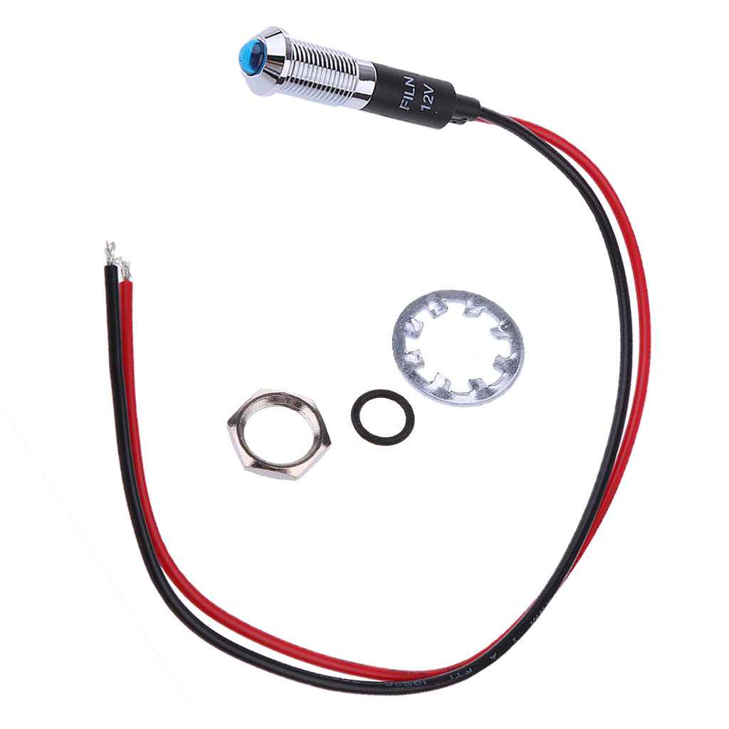 12V 8mm Hole LED Dash Panel Indicator Warning Light Lamp Car Boat Blue
