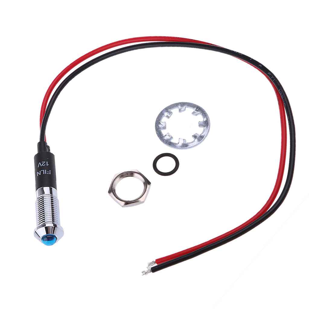 12V 8mm Hole LED Dash Panel Indicator Warning Light Lamp Car Boat Blue