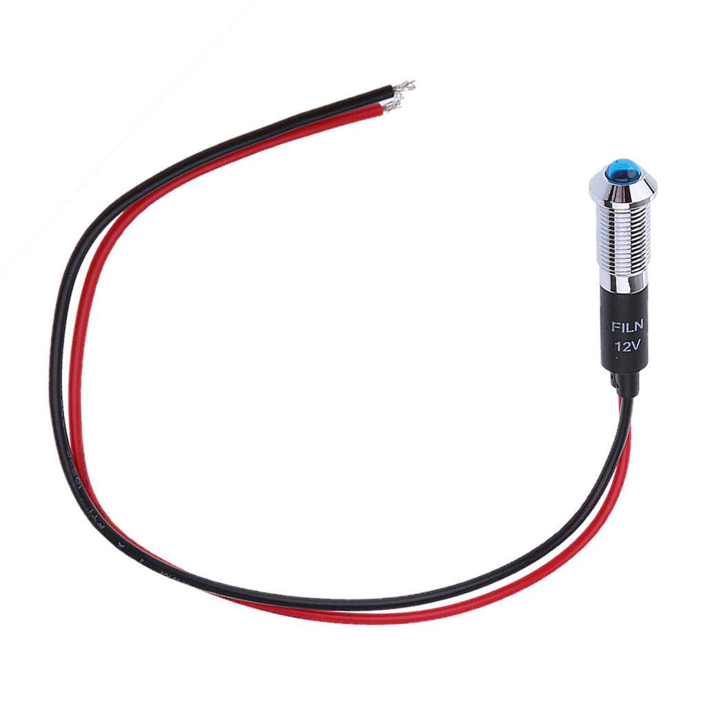 12V 8mm Hole LED Dash Panel Indicator Warning Light Lamp Car Boat Blue