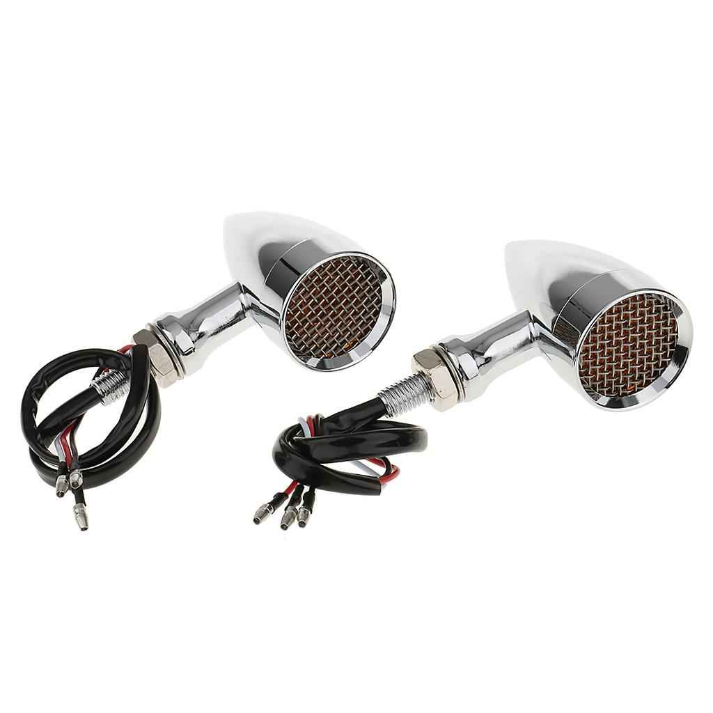2 Piece 20-LED Brake Turn Signal Tail Light Grill Lens for Motorcycle Silver