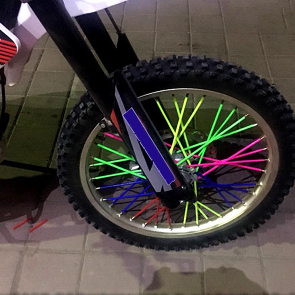 72pcs Universal Motorbike Wheel Rim Spoke Wraps Cover Yellow + White Kit