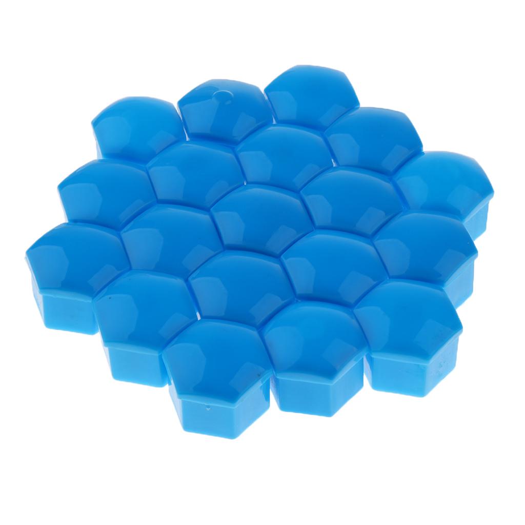 2x20 Pieces Car Truck Wheel Tyre Center Hub Screw 19mm Protective Cap Blue